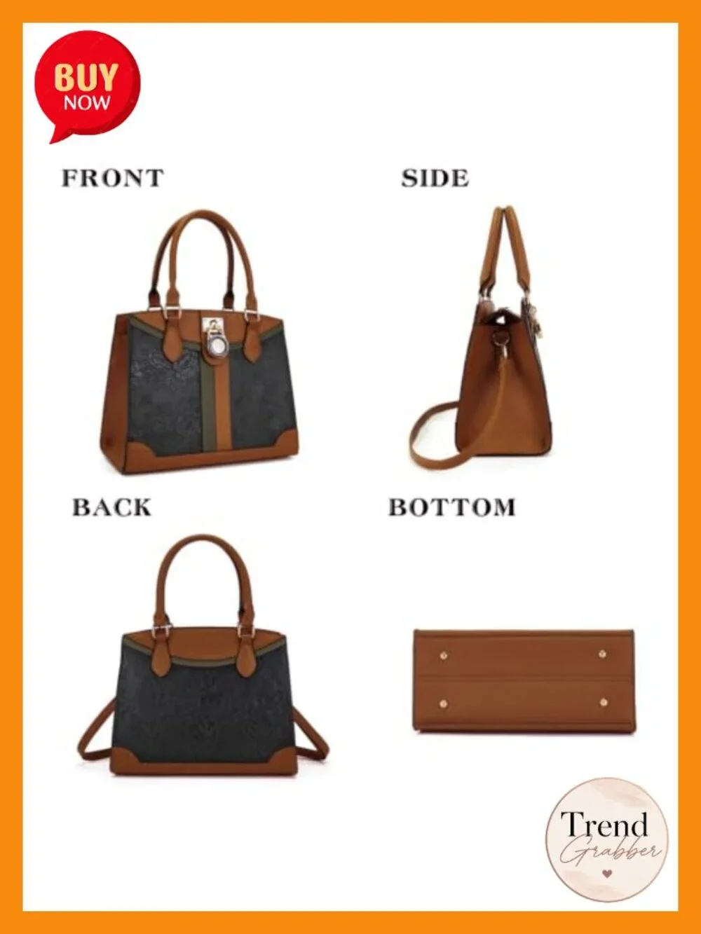 Vegan Leather Tote Handbag Set with RFID Wallet, Satchel, Structured, Multi-way